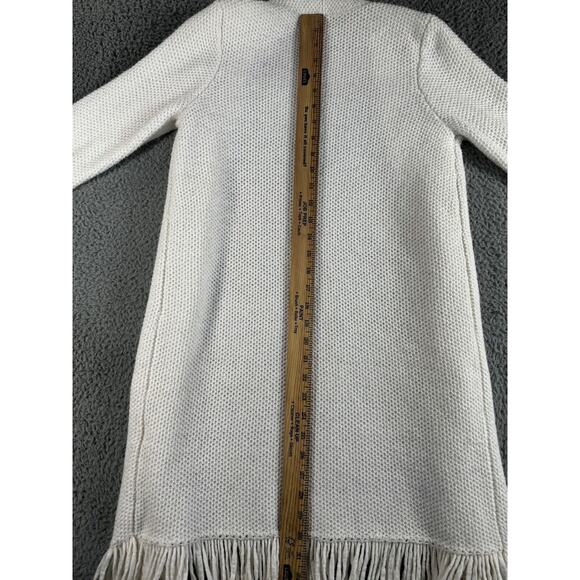 Chicos Cardigan Women 0 US Small Open Front Fringe Hem Knit Long Sleeve - Picture 8 of 9
